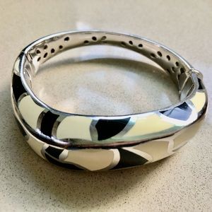 Italian 925 Silver and Black enamel bracelet from Italy. Roberto Coin style COPY